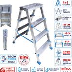 Eifa 4+4 Basamaklı Alüminyum Çift Çıkışlı Katlanır Merdiven Turkuaz - 4+4 85 CM