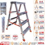 Eifa 4+4 Basamaklı Alüminyum Çift Çıkışlı Katlanır Merdiven Turuncu - 4+4 85 CM