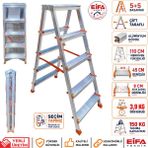 Eifa 5+5 Basamaklı Alüminyum Çift Çıkışlı Katlanır Merdiven Turuncu - 5+5 110 CM
