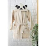 EIFIN Pamuklu Kapüşonlu Panda Nakışlı Çocuk Bornozu Unisex - Ekru - 2 - 4 Yaş