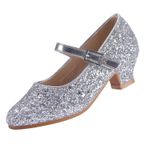 Eight KM EKM7015 Mary Jane Sparkle Glitter Kristal Gümüş Kız Yüksek Topuklu Ayakkabı