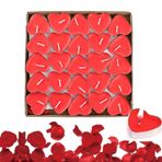 EIH1 50 Adet Kalp Şeklinde Tealight Mum Aşk Mumları 1000 Adet İpek Gül Yaprakları Kız Yapay Çiçek Yaprakları Sevgililer Günü Düğün için, a, A