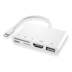 Eilo Luxe Ally 5in1 Lightning HDMI Dijital Av Adaptör+ Otg USB Hub Kamera Tf Sd OKUYUCU-(5775 - AA002C-679Y1 - Beyaz