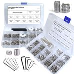 EilxMag 830 adet Metrik + Standart SAE Alyan Başlı Soket Altıgen Grub Vida Seti 304 Paslanmaz Çelik İç Altıgen Tahrik Kap Uçlu Vidalar Çeşit Kiti (M3-M8, 1/8"-40 ila 5/16"-18)