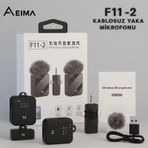 Eıma F11-2 Çiftli Kablosuz Yaka Mikrofonu 2 Li Tx Gürültü Engelleyici Video & Canlı Yayın cok-renkli