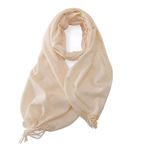 Einaily Şal, bayan, sıcak, sonbahar, kış, tek renkli, püsküllü, püsküllü, 30+ renk, pashmina şallar ve şallar, XXL, büyük boyunluk, omuz şalı, sonbahar şalı, kış şalı, şal panço, 02 Krem Beyaz, 180 *