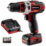 Einhell Akülü Vidalama TE-CD 12/1 Li (Li-ion, 12 V, 2 vitesli şanzıman, devir ayarlı elektronik, LED aydınlatma, sağlam metal dişli, 45 dakikalık şarj cihazı ve 2,0 Ah akü dâhil) - 4513590
