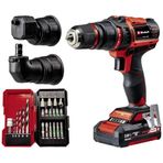 Einhell Akülü Vidalama TE-CD 18/45 3X-Li+22 Power X-Change (18 V, 45 Nm, Açılı Adaptör, Eksantrik Adaptör, 22 Parça Uç Seti, 2,0 Ah Akü, Şarj Cihazı + E-Box) - 4513990