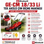 Einhell Ge-Cm 18/33 Li (1X4,0AH), Akülü Çim Biçme Makinesi + Iş Gözlüğü ve Iş Eldiveni Hediye