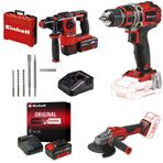 Einhell HEROCCO + AXXIO 18/115 Q + TP-CD 18/50 Li BL Akülü Kırıcı Delici,Taşlama ve Vidalama Seti (3,0 Ah Akü ve Şarj Cihazı, 4,0 Ah Akü ve Şarj Cihazı, 5 Parça Kırıcı Uç Seti Dahildir)
