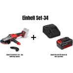 Einhell Set-34 (Einhell Tp-Ag 18/125 F Li Bl - Solo, Akülü Avuç Taşlama+Einhell 18V 4,0 Ah Pxc Starter Kit, Akü & Şarj Cihazı) - yok
