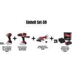 Einhell Set-59(Einhell Tp-Cw 18/350-C Li Bl Akülü Darb. Somun Sık+Einhell Te-Cd 18/48 Li-I Akülü Darbeli Vidalama+Einhell Axxıo 18/115 Q Akülü Avuç Taşlama+2xeinhell 18V 2,5 Ah Akü & Şarj Cihazı)