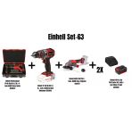 Einhell Set-63(18/28 D Li Bl Akülü Kırıcı Delici+ Tp-Cd 18/50 Li-İ Bl Akülü Darbeli Vidalama+ Axxıo 18/125 Q Akülü Avuç Taşlama+2Xeinhell 18V 4,0 Ah Pxc Starter Kit, Akü & Şarj Cihazı)