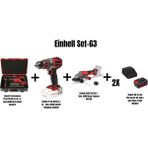 Einhell Set-63(Einhell Tp-Hd 18/28 D Li Bl Akülü Kırıcı+Einhell Tp-Cd 18/50 Li-I Bl Akülü Darbeli Vidalama+Einhell Axxıo 18/125 Q Akülü Avuç Taşlama+2xeinhell 18V 4,0 Ah Akü Şarj Cihazı)