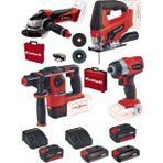 Einhell Te-Ag 18/115 Acc Aksesuarlı Avuç Taşlama Tc-Js 18 Dekupaj Herocco 18V Kırıcı Delici Te-Cı 18 Bl Vidalama 2X4.0+2X2.5AH Akülü Set