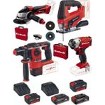 Einhell Te-Ag 18/115 Acc Aksesuarlı Avuç Taşlama Tc-Js 18 Dekupaj Herocco 18V Kırıcı Delici Te-Cı 18/1 Vidalama 2X4.0+2X2.5AH Akülü Set