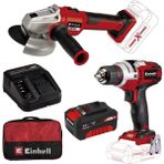 Einhell Te-Cd 18 Li E Akülü Vidalama + Axxıo 18/115 Q Akülü Avuç Taşlama + 4 Ah Starterkit +Bezçanta