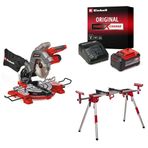 Einhell TE-MS 18/8 Li - Solo Akülü Gönye Testere + 18V 5,2 Ah PXC Starter-Kit (Başlangıç Seti), Akü ve Şarj Cihazı + MSS 1610, Gönye Kesme Standı