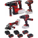 Einhell Tp-Hd 18/26 Li Bl Pnömatik Matkap Tp-Ci 18/220 Li Bl Vidalama Tp-Cd 18/70 Li-İ Bl Matkap Tp-Ag 18/125 Ce Q Avuç Taşlama 4X4.0ah Kömürsüz Darbeli Profesyonel Set