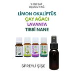 EinNatur Limon Okaliptüs Uçucu Yağı 5 Ml, Lavanta, Çay Ağacı, Tıbbi Nane Uçucu Yağı 10 Ml, Spreyli Şişe