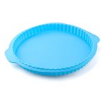 EIOLWJIEO 10 inç Silikon Kek Kalıbı Tost Pizza Turtası Kurabiye Fırın Tavası Dantel Çiçek Kenar Yapışmaz Bulaşık Hava Fritöz Kalıp Bakeware, Mavi