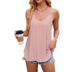 EIRUKON Tank Top Spagetti Pembe Kolsuz Yuvarlak Yaka Askılı Kadın Gömlek