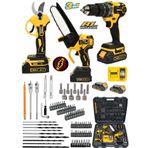 Eisenn 3 lü Bahçe Set Takım Fırçasız Motor 13 mm Darbeli Matkap + Budama makası + Yağ Pompalı Dal Kesme