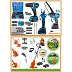 eısenn Eisenn Plus Styller 4 Lü Bahçe Seti Ergonomic Bağ Budama Dal Makası + Zincirli Budama Testeresi + Darbeli Matkap 13 Mm + Akülü Tırpan
