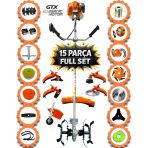 Eısenn German 15 Pcs Full Set Fr 980 Pro Yan Tipi Ot Çim Çalı Tırpanı Toprak Eşeleme Akrobat Çapa Misina Aparatı
