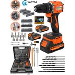 Eisenn German E-013 Orange Drive Darbeli 21 V 4 Ah Fırçasız Motor Şarjlı Vidalam Matkap + 84 Pcs Set