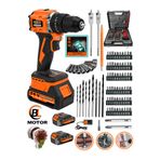 Eisenn German Ex-21 Darbeli 013 Bl Kömürsüz Motor 2 Akülü Vidalama Matkap + 84 Parça Aksesuar Set