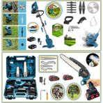Eisenn Germany Hobi 4 Akülü Set 3800 Vf 20 Ah Çim Çalı Ot Biçme Tırpanı Teleskopik Uzatmalı + Zincirli Dal Budama
