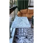 Ejdermetal Beyaz Mermer Desenli Tekerlekli Orta Sehpa Metal Ayaklı 60x100 161626830