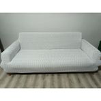 ejmel jakar koltuk örtüsü çekyat kılıfı kanepe örtüsü 3lü esnek lastikli çizgili desen - 180 x 230 cm - Taş - Gri