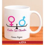 Ejoya Kişiye Özel Kadın ve Erkek Eşittir Temalı Kupa Bardak 80141 - Pembe