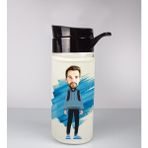 Ejoya Kişiye Özel Karikatür Tasarım Özel Koruma Kılıflı Cam Matara 95945