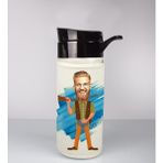 Ejoya Kişiye Özel Karikatür Tasarım Özel Koruma Kılıflı Cam Matara 95965