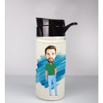 Ejoya Kişiye Özel Karikatür Tasarım Özel Koruma Kılıflı Cam Matara 95989