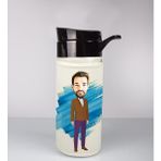 Ejoya Kişiye Özel Karikatür Tasarım Özel Koruma Kılıflı Cam Matara 95990