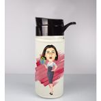 Ejoya Kişiye Özel Karikatür Tasarım Özel Koruma Kılıflı Cam Matara 96003
