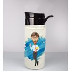 Ejoya Kişiye Özel Karikatür Tasarım Özel Koruma Kılıflı Cam Matara 96004