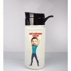 Ejoya Kişiye Özel Karikatür Tasarım Özel Koruma Kılıflı Cam Matara 96012