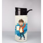 Ejoya Kişiye Özel Karikatür Tasarım Özel Koruma Kılıflı Cam Matara 96014