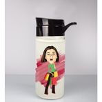 Ejoya Kişiye Özel Karikatür Tasarım Özel Koruma Kılıflı Cam Matara 96045