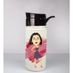 Ejoya Kişiye Özel Karikatür Tasarım Özel Koruma Kılıflı Cam Matara 96047
