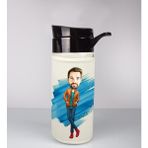 Ejoya Kişiye Özel Karikatür Tasarım Özel Koruma Kılıflı Cam Matara 96057