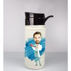 Ejoya Kişiye Özel Karikatür Tasarım Özel Koruma Kılıflı Cam Matara 96080
