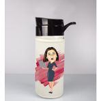 Ejoya Kişiye Özel Karikatür Tasarım Özel Koruma Kılıflı Cam Matara 96116