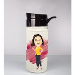 Ejoya Kişiye Özel Karikatür Tasarım Özel Koruma Kılıflı Cam Matara 96121