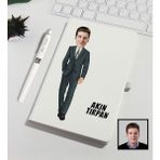 Ejoya Kişiye Özel Karikatür Tasarım Patron Defter Kalem Seti 91335